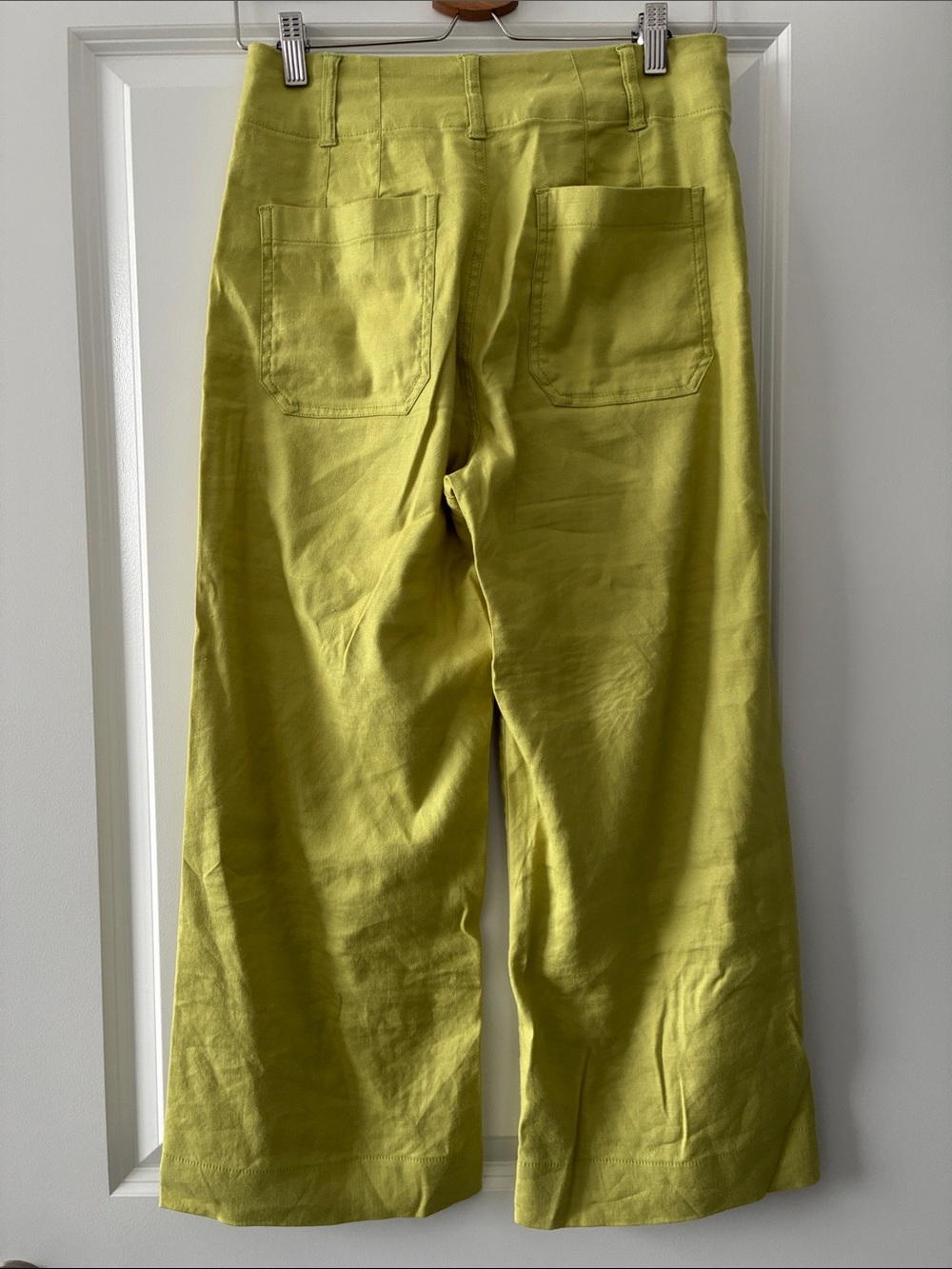 Anthropologie Maeve Size The Colette Linen Cropped Pants - Chartreuse - Picture 3 of 6